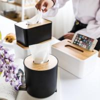 舍里 日式简约实木盖纸巾盒车用纸抽盒家用桌面卷纸盒纸巾收纳盒