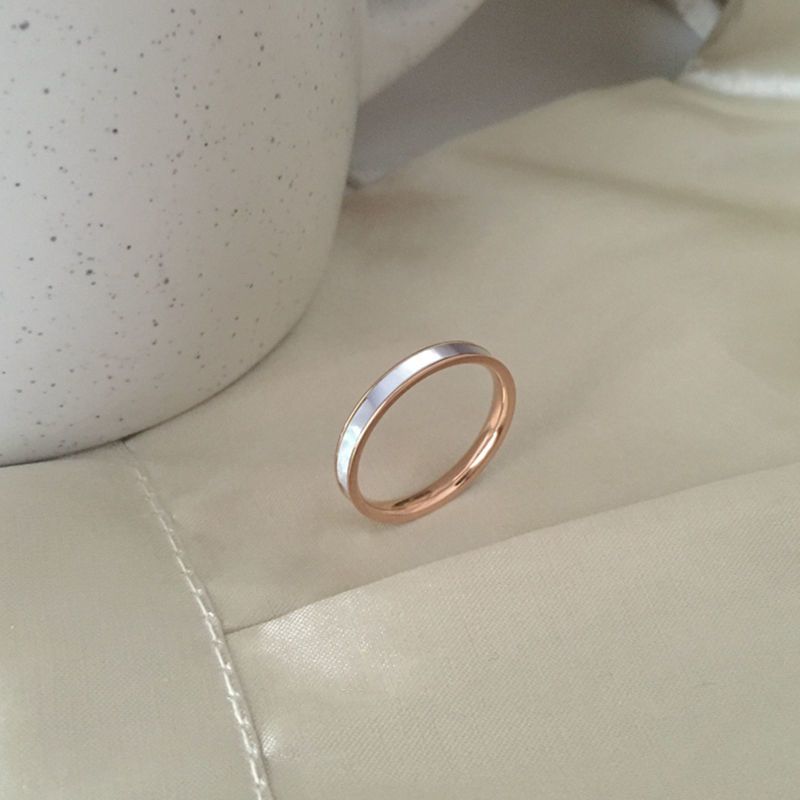 钛钢不掉色ins复古小众轻奢珍珠白贝母戒指女chic百搭时尚潮女戒贝壳