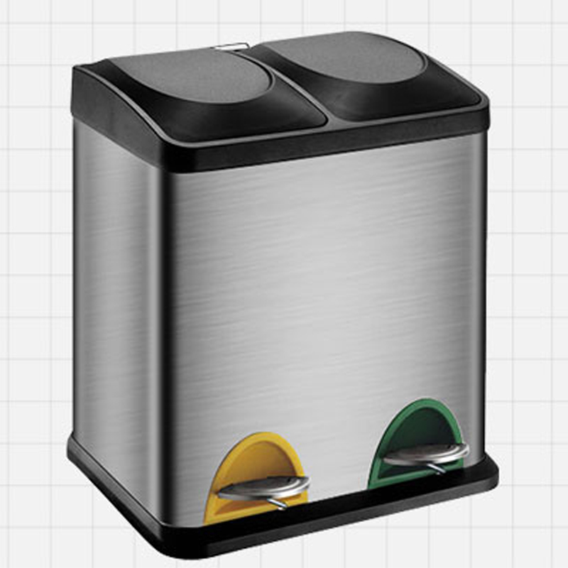 鑫虎威 垃圾分类垃圾桶家用厨房环保家庭上海干湿不锈钢大号脚踏带盖双桶 A款高清大图
