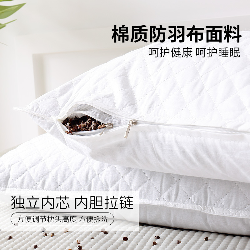 凯诗风尚(CHARSON) 荞麦枕 苏宁自营 棉质荞麦枕头全荞麦壳保健枕芯单人成人护颈枕100%全荞麦壳填充