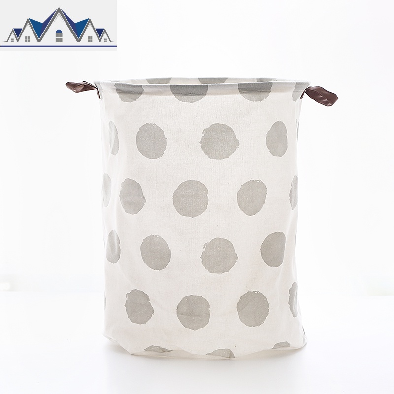 北欧家居脏衣篮 简约布艺折叠宿舍收纳桶脏衣篓放脏衣服桶收纳筐 三维工匠收纳篮 圆点