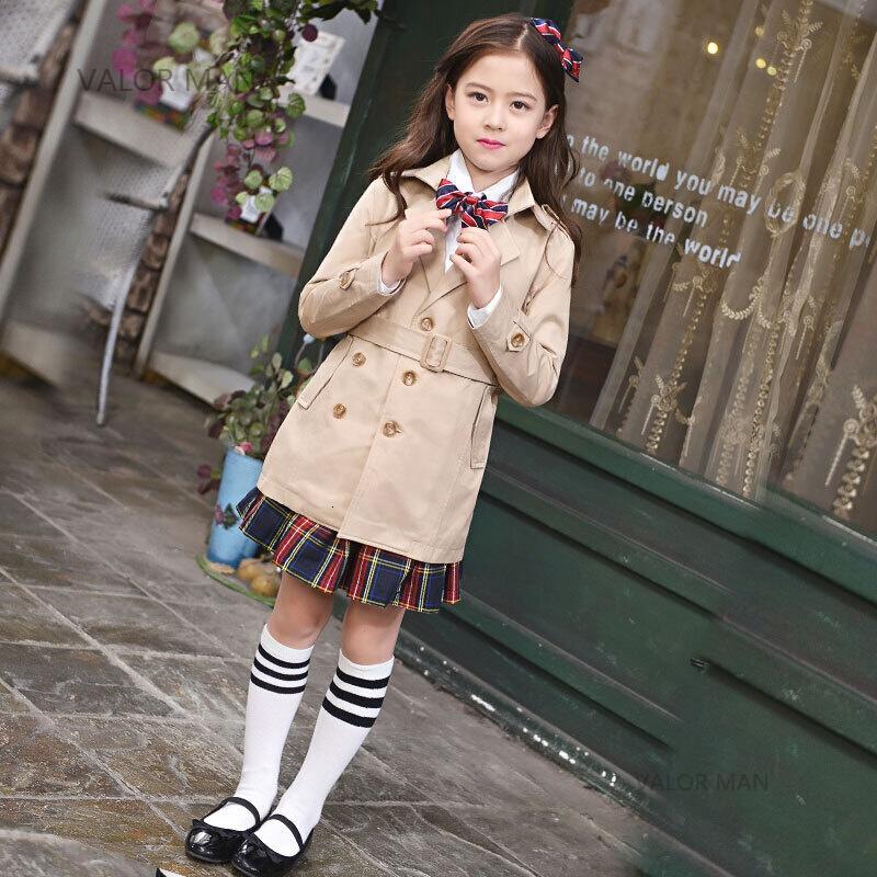 春秋童装英伦风双排扣中长款男童女童风衣小宝宝休闲外套上衣
