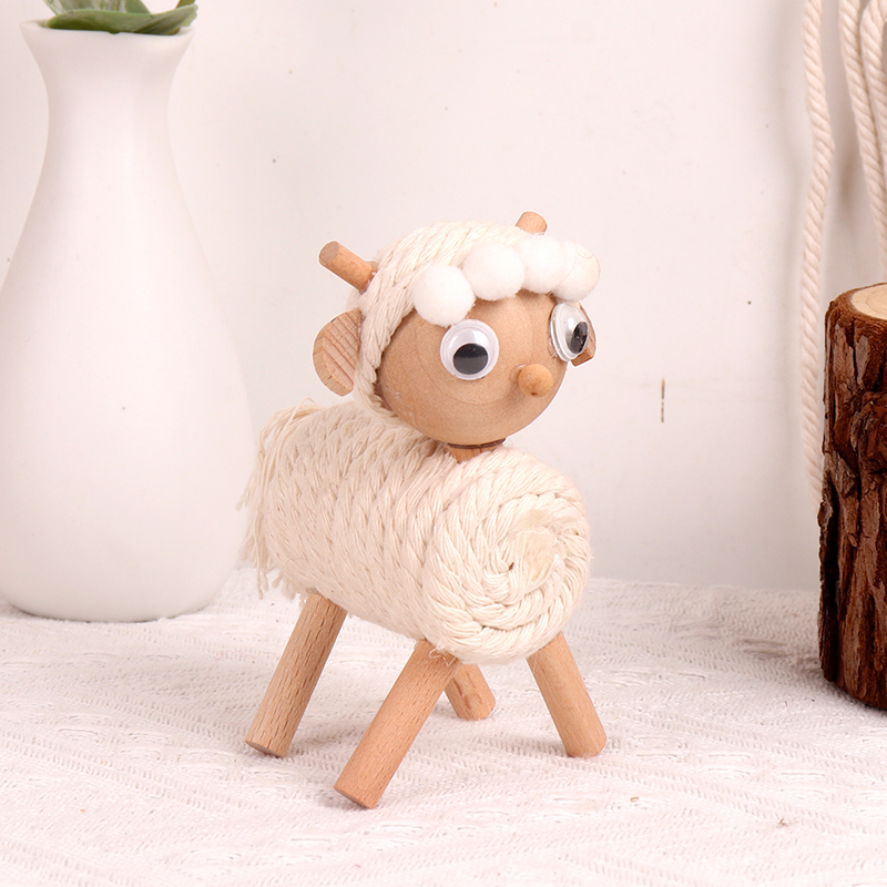 幼儿园立体儿童创意diy动物原木质自然材料包亲子手工制作半成品