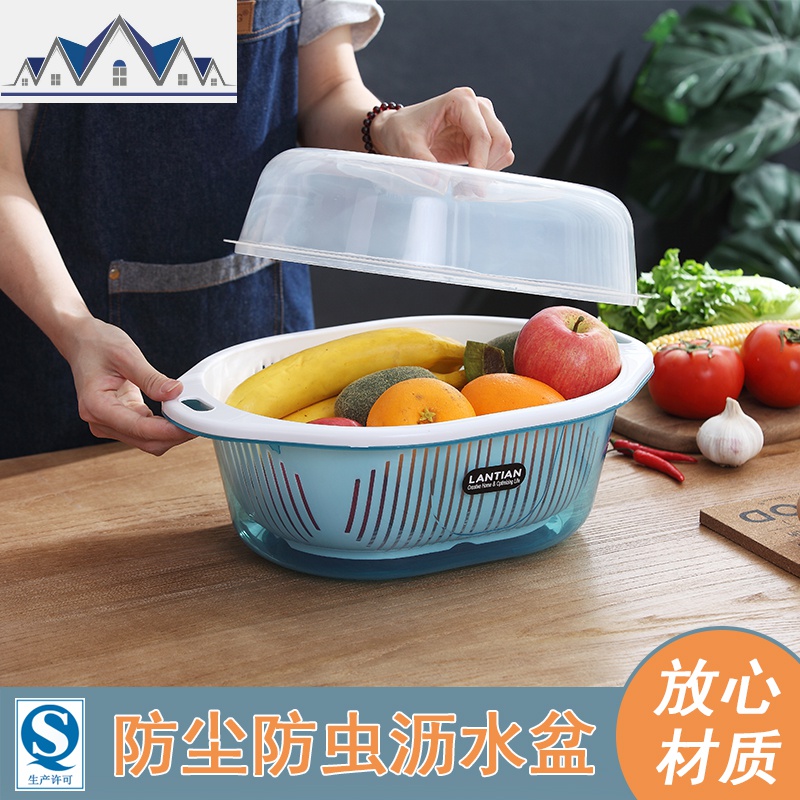 装碗筷收纳盒放碗箱沥水碗架厨房家用带盖碗盆碗碟置物架塑料碗柜 三维工匠高清大图