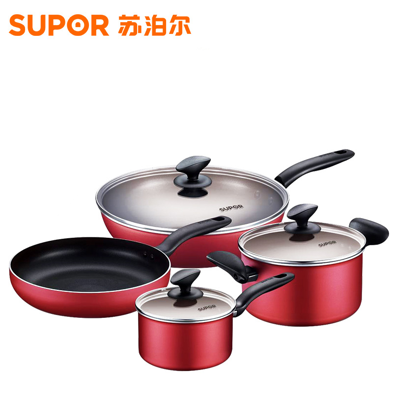 苏泊尔(SUPOR)套锅TP1503E炫彩不粘四件套明火电磁炉通用