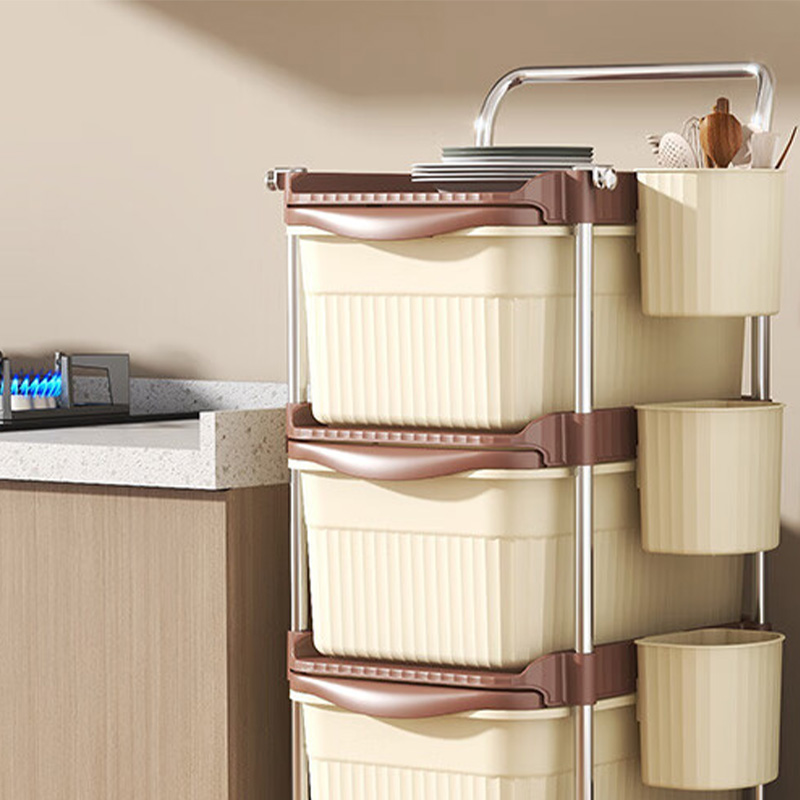 MAXCOOK美厨收纳置物架3层抽屉式小推车奶油色MCZW3858高清大图