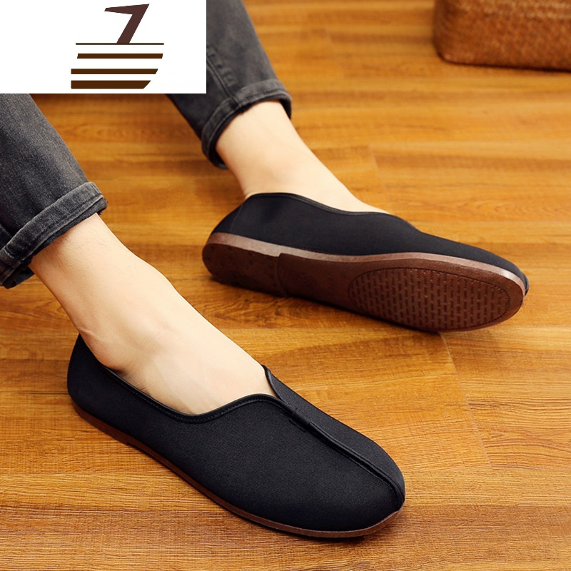 尗卡中国风男复古洒鞋僧鞋圆口云头传统老头鞋黑布鞋功夫鞋休闲鞋