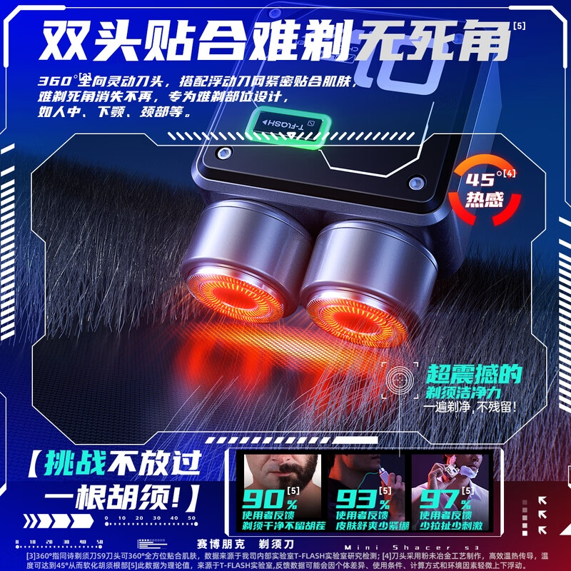 同诗旅行者双头高速剃须刀-S9曜石黑高清大图