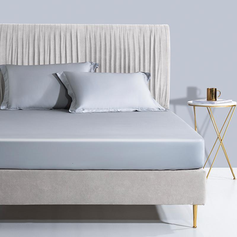 美帮汇60支贡缎全棉床笠单件床罩1.5米防滑保护套1.8m床垫套定制 天云灰 床笠+枕套三件套：180x200cm+30cm