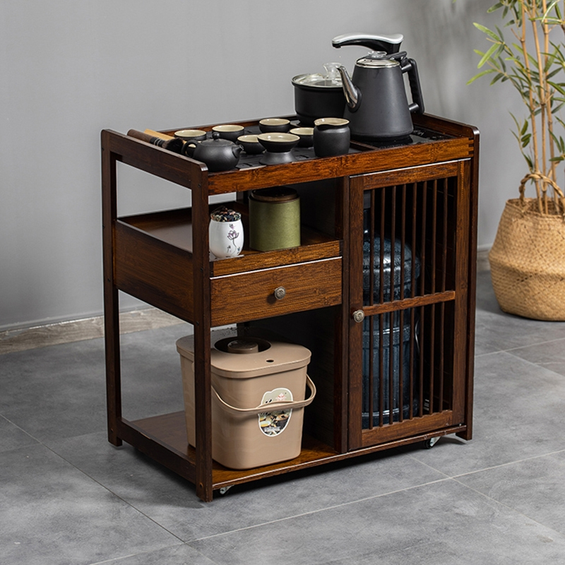 迪玛森移动茶台茶车家用茶水柜木小茶桌带轮茶几功夫茶具套装烧水一体
