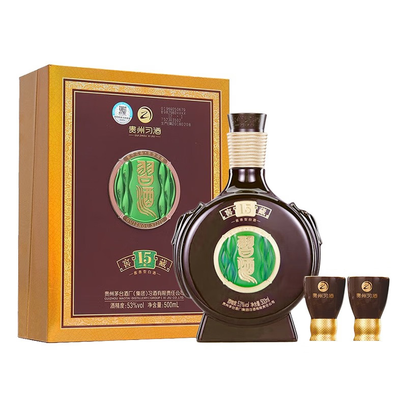 习酒 窖藏15 酱香型白酒 53度礼盒装 新老款随机发货 500ml*5瓶整箱