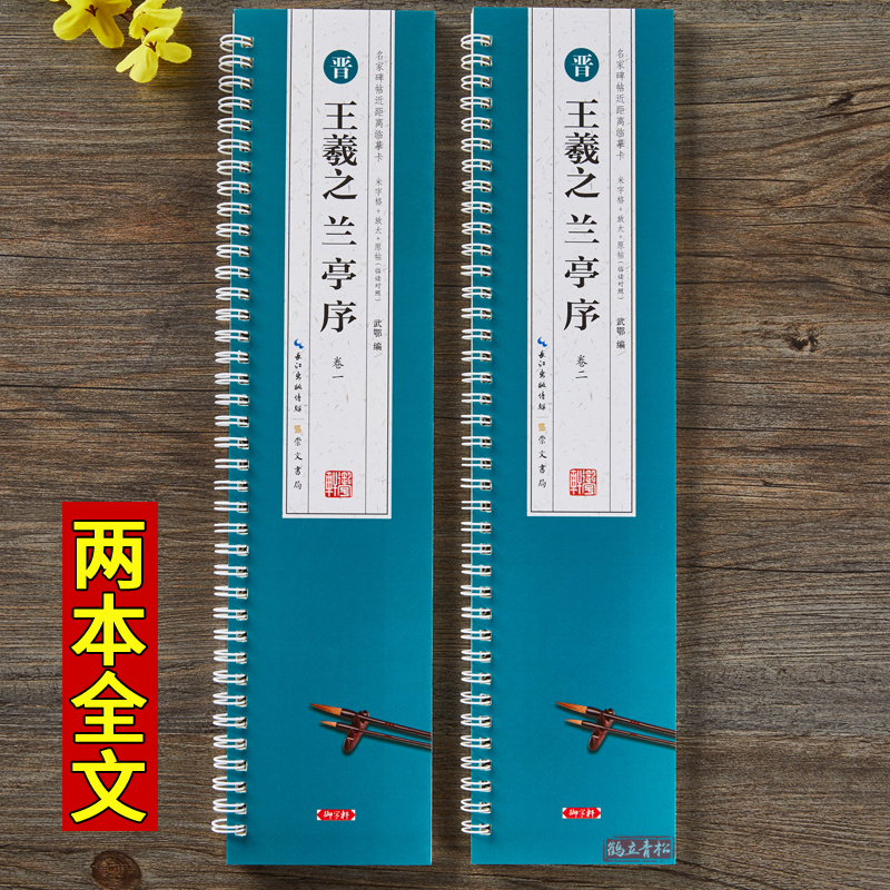 [正版]共2本王羲之兰亭序名家碑帖近距离临摹卡米字格角注放大原帖临读对照简体旁注王羲之行书毛笔书法字帖字卡入门临摹范本