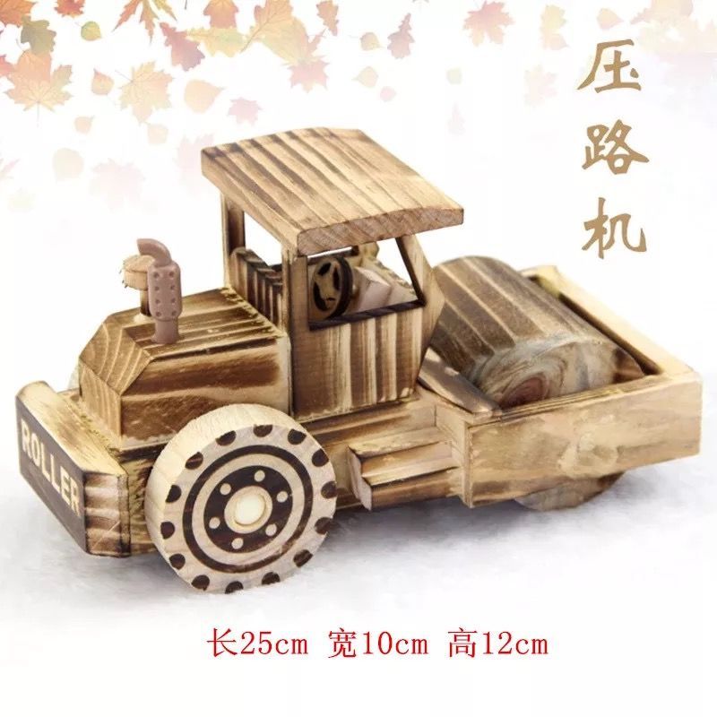 推土机 儿童礼物益智木头玩具木质汽车模型挖土机搅拌机起重机拖拉机木质