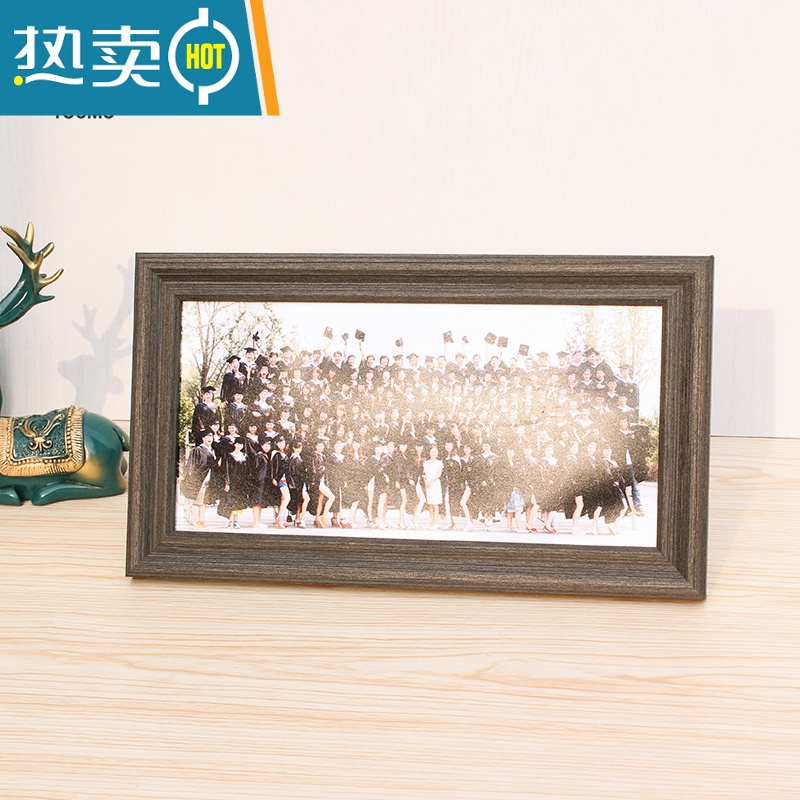 敬平实木毕业照相框定制集体大合照挂墙细长会议纪念照片横摆台画框 015法式胡桃木色 8*18寸[20.5*46厘米]横摆高清大图