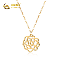 中国黄金18K玫瑰吊坠