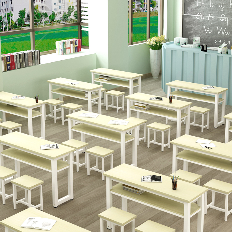 艺可恩学校辅导班托管班中小学生课桌椅双人培训桌组合补习班桌子教室