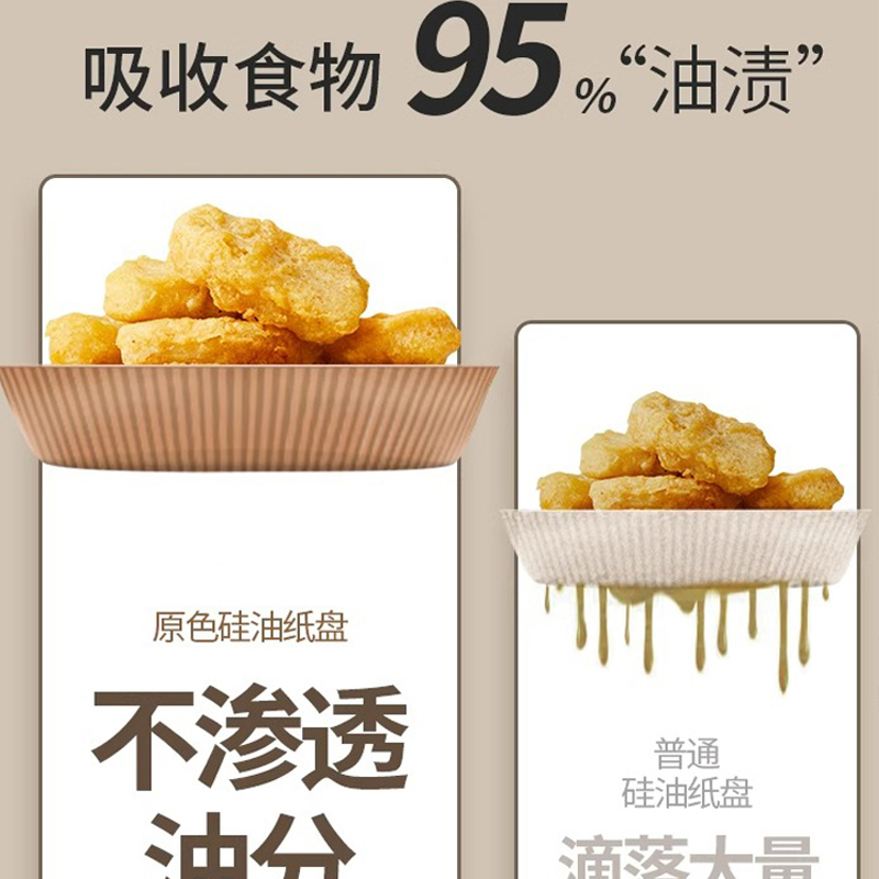 热卖装✅特厚加大号[带防尘盒]200张 空气炸锅专用纸烤箱家用吸油纸托食品级硅油纸盘烘焙纸垫锡纸食物高清大图