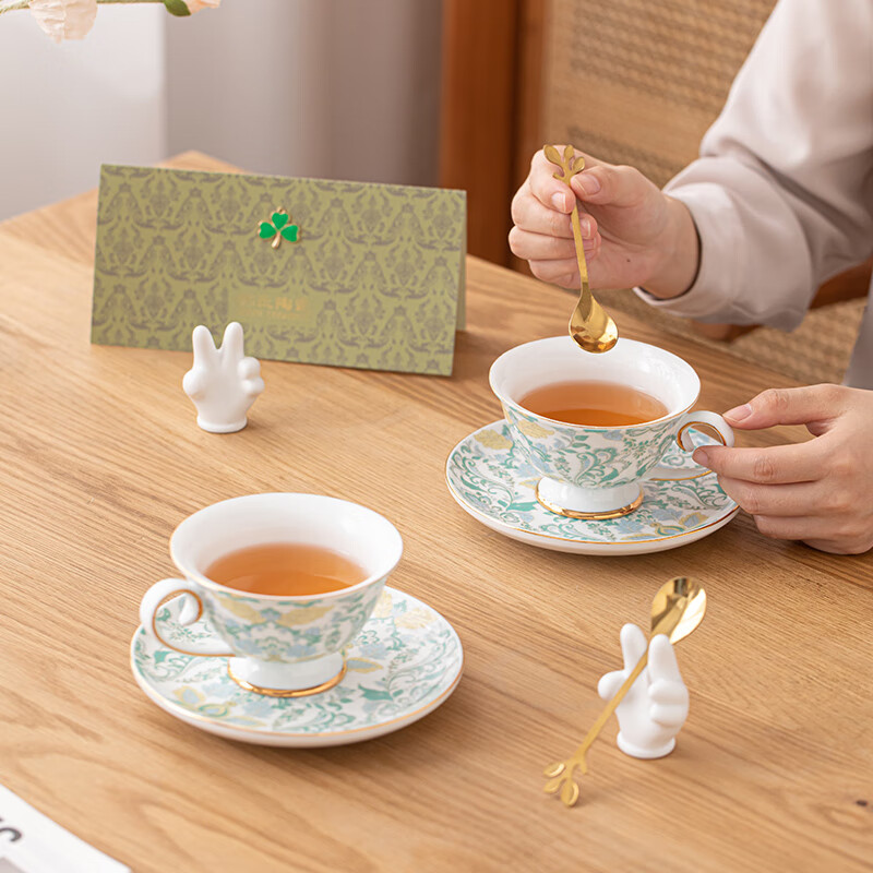 苏氏陶瓷/SUSHI CERAMICS J1085 咖啡杯碟套装革纹陶瓷情侣家用下午茶男女生高颜值轻奢乔迁伴手礼