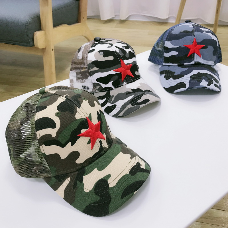 喻娄儿童迷彩帽男童军帽夏天遮阳太阳网帽透气小童棒球帽宝宝鸭舌帽子