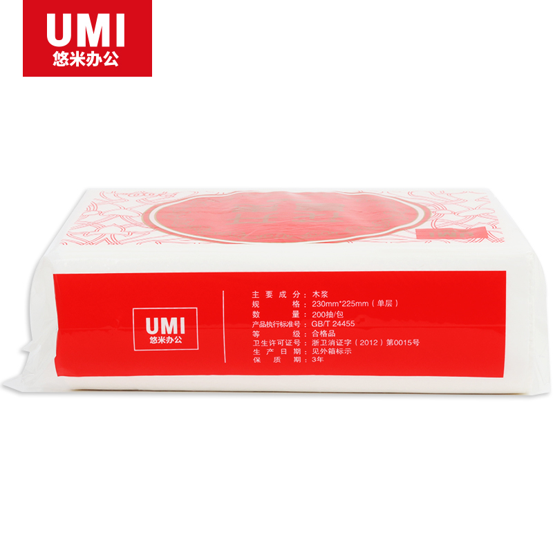 悠米(UMI)C06001W单层擦手纸 200抽 20包/箱(1箱装)高清大图
