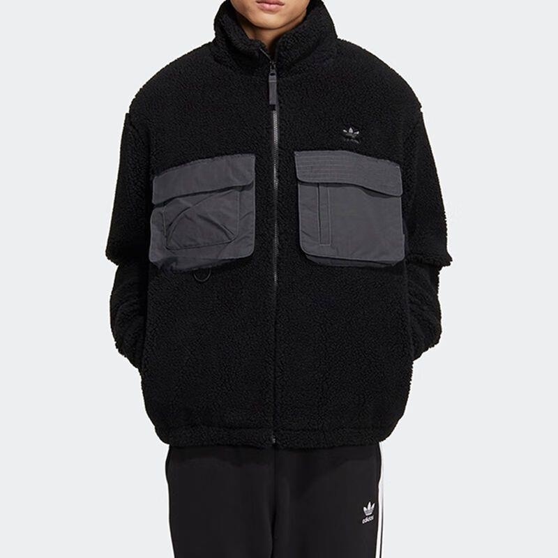 adidas/阿迪达斯三叶草运动男立领羊羔防风保暖外套 IC8162 C
