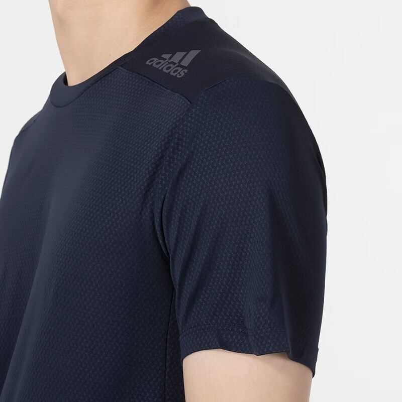 阿迪达斯(adidas)新款跑步训练健身运动服圆领休闲宽松上衣透气速干T恤 HC4228-传奇墨水蓝