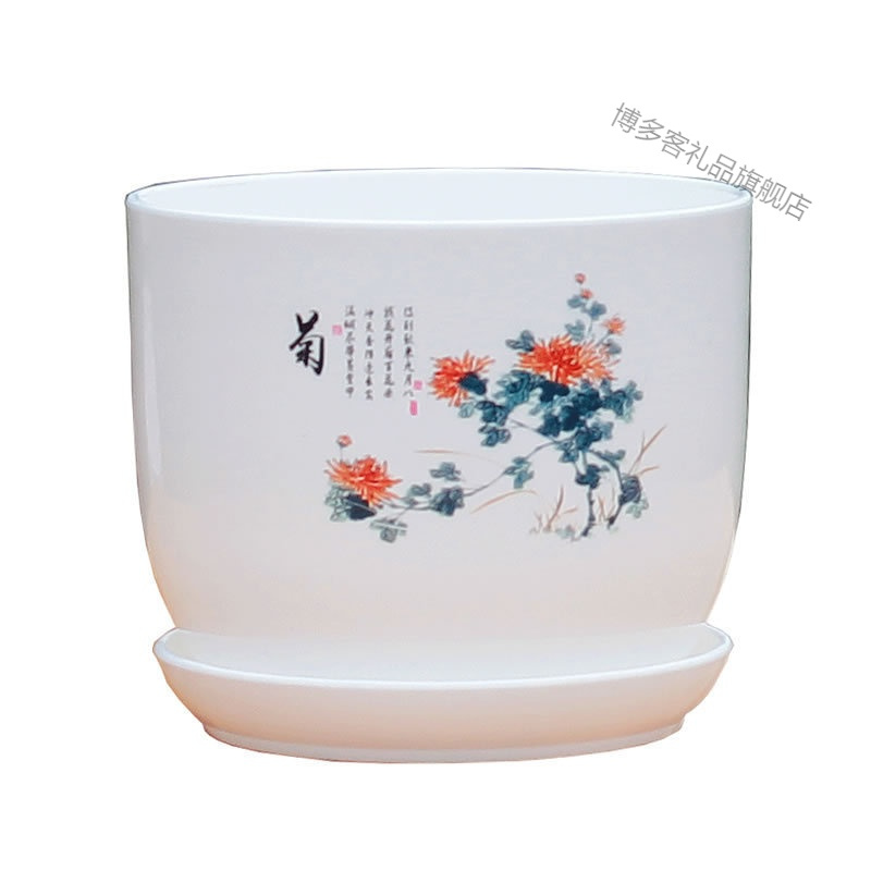 仿陶瓷树脂特大号加厚花盆碗莲睡莲花卉绿植君子兰大口径塑料花盆