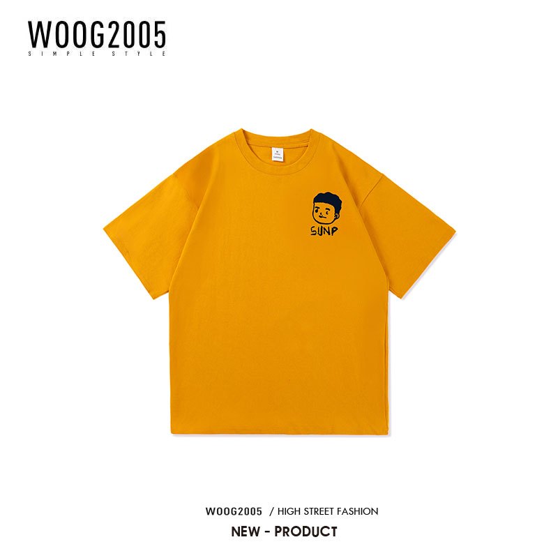 WOOG2005短袖T恤男潮流宽松百搭ins学生夏季内搭纯棉体恤情侣衣服