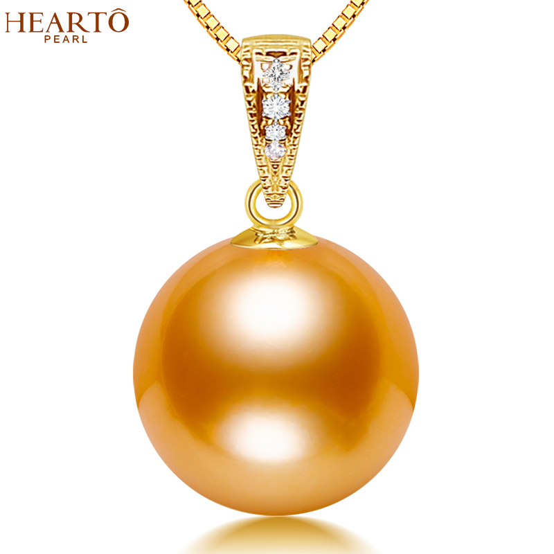 南洋浓金色珍珠吊坠女浓语正圆海水珍珠项链单颗锁骨链珠宝首饰视频