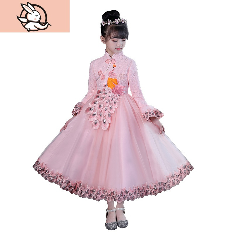 HUAYANGTU女童拜年服儿童装新年装秋冬装加绒加厚冬季公主连衣裙子洋气冬款裙子童