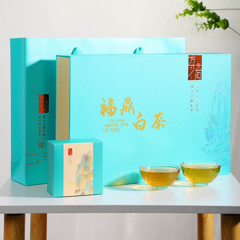 福鼎白茶小方片十年陈年方便携老白茶叶寿眉枣香饼干茶48片礼盒装高清大图