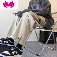 七斓大口袋工装裤男士高街ins潮牌直筒裤宽松运动九分运动休闲裤