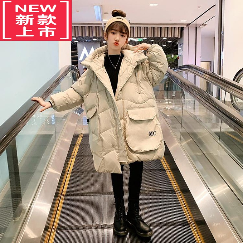 可莉允女童棉服2022新款冬装洋气中大童冬季棉袄儿童中长款羽绒炸街棉衣