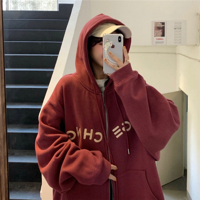 粉色卫衣女早秋薄款韩版慵懒风宽松百搭休闲长袖上衣连帽开衫外套莎丞