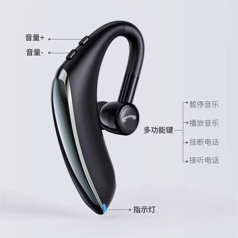 F900 通用蓝牙耳机 无线耳机 挂耳式 商务耳机超长待机来电报号 黑高清大图