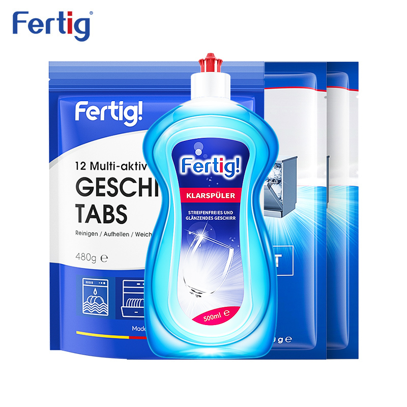 菲尼西(Fertig)德国进口亮碟洗碗块专用盐漂洗剂三件套多效合一西门子美的海尔洗碗机专用套餐