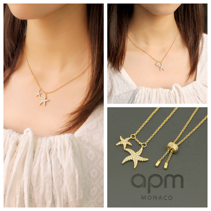 APM Monaco星星海星项链轻奢ins小众设计锁骨毛衣链女友礼物银饰
