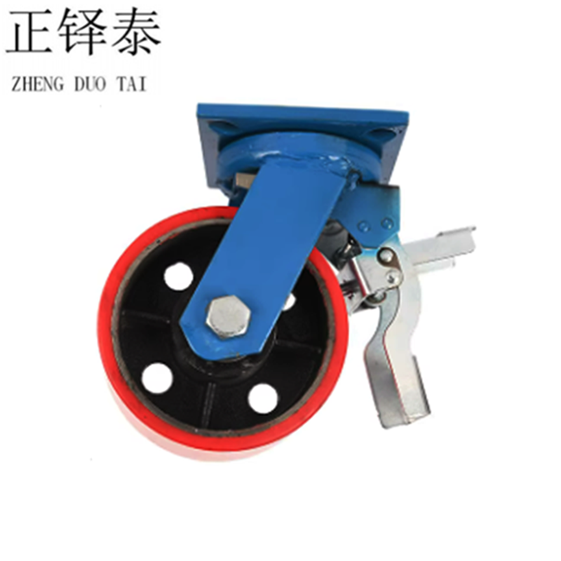 重型铁芯聚氨酯轮 刹车万向轮6寸150mm高清大图