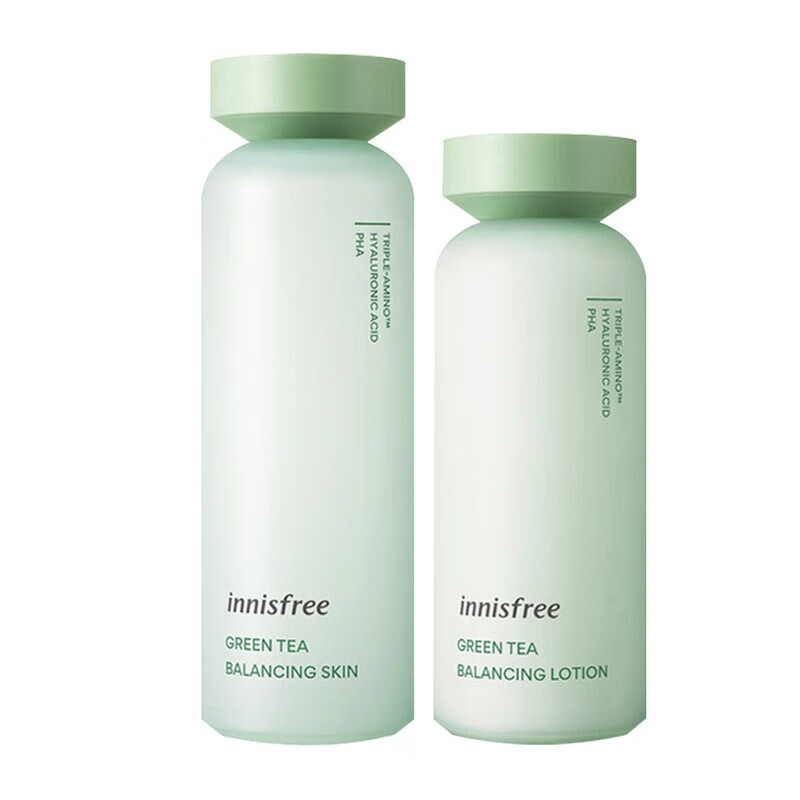 悦诗风吟(Innisfree)绿茶精萃全新升级补水保湿护肤套装清爽不粘腻控油平衡收缩毛孔 水乳2件套+3小样