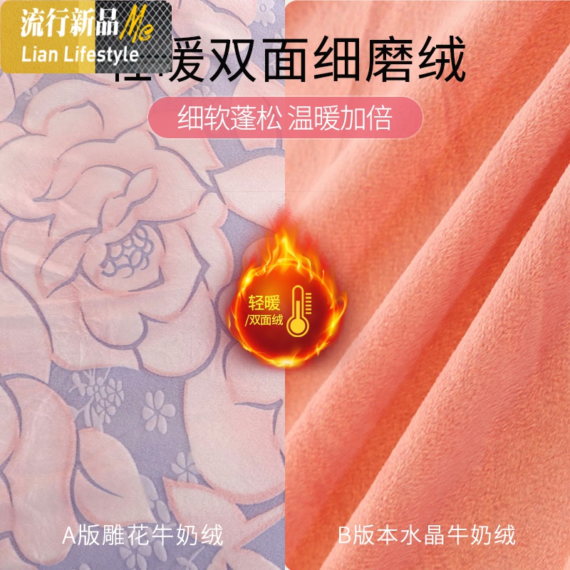 牛奶珊瑚6D花绒瑚珊四件套绒面双面加绒法莱绒加厚冬季床品套件 三维工匠高清大图