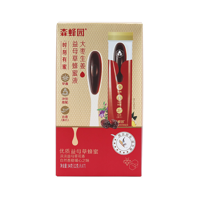 森蜂园 大枣生姜益母草蜂蜜液(勺蜜)12克*7条勺装单勺密包装,便捷携带直接搅拌