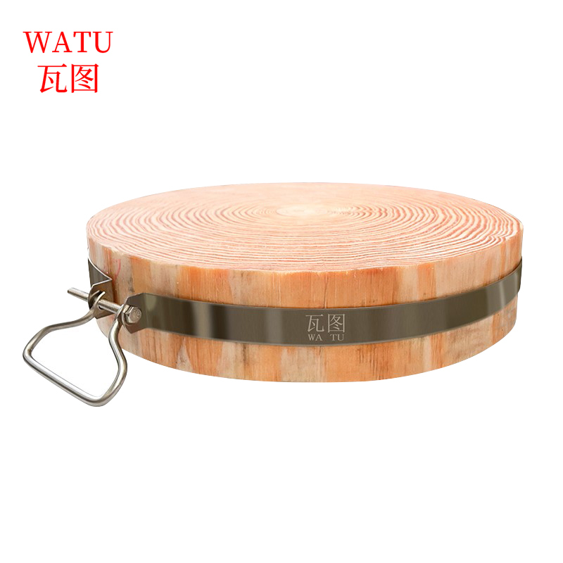 瓦图(WATU)圆形松木菜板 33cm-45cm 棕色 40*6
