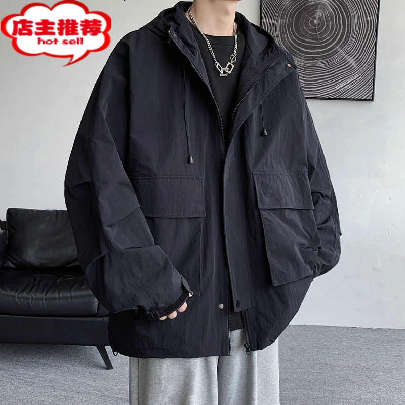 SHANCHAO机能风外套男秋季运动户外宽松夹克青少年潮搭登山服上衣服