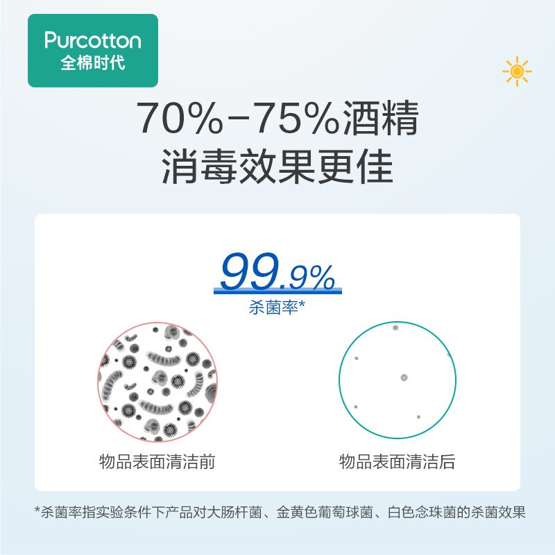 全棉时代酒精消毒棉片食用级酒精独立包装大尺寸150×200mm50片/盒