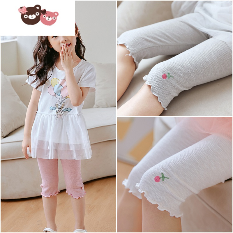 绿彩虹光女童七分裤夏薄款婴儿宝宝打底短裤外穿夏季薄儿童女裤子童裤