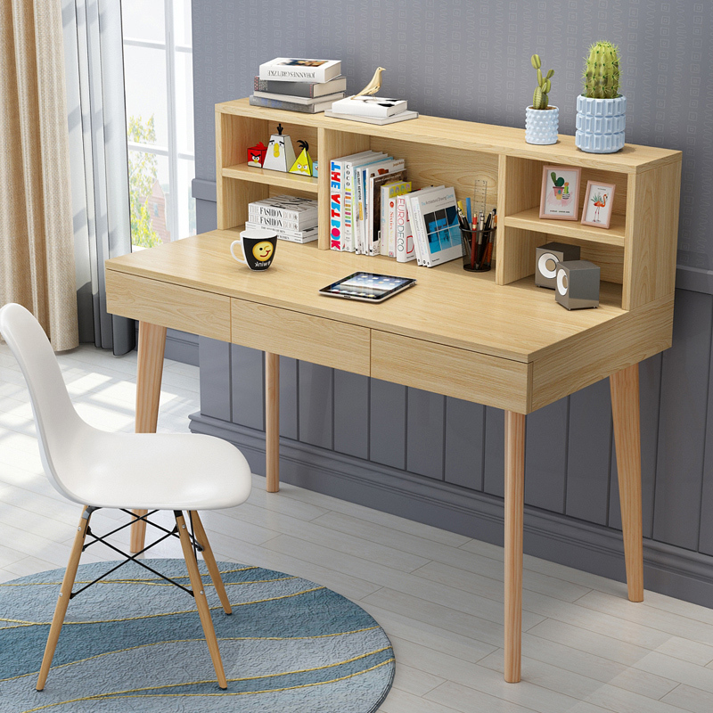 檀星星北欧书桌书架组合家用电脑台式桌简易卧室桌子学习写字桌