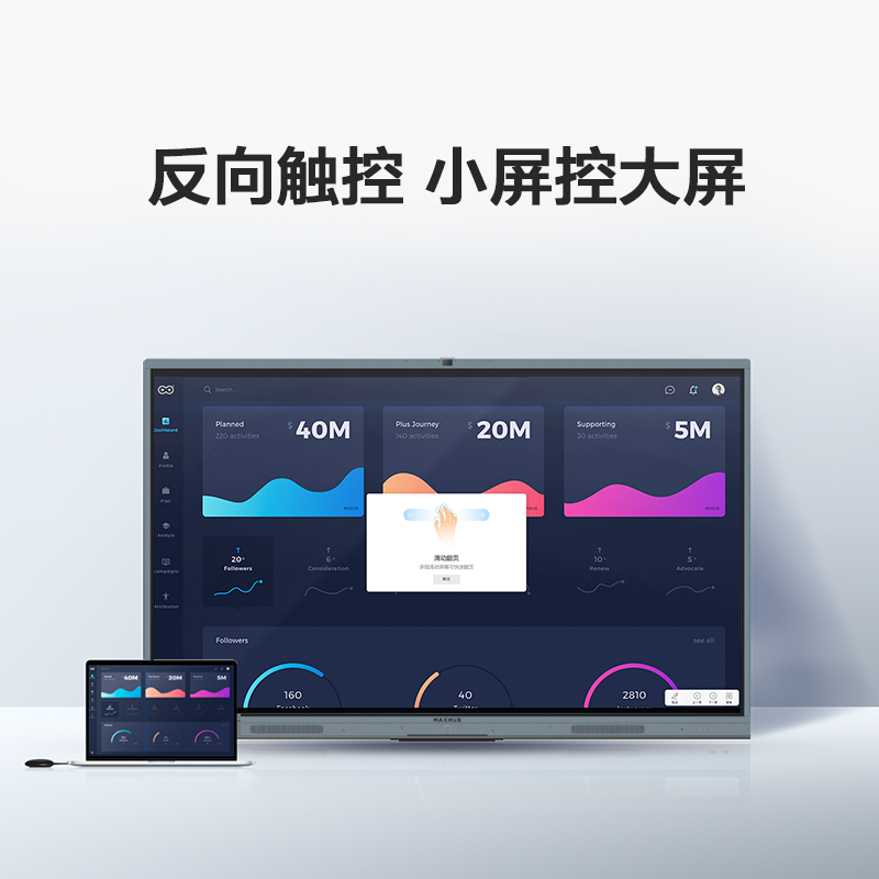 MAXHUB智能会议平板 书写电子白板视频会议[V6新锐版55英寸 EC55+商务支架+传屏器+智能笔 4件套]