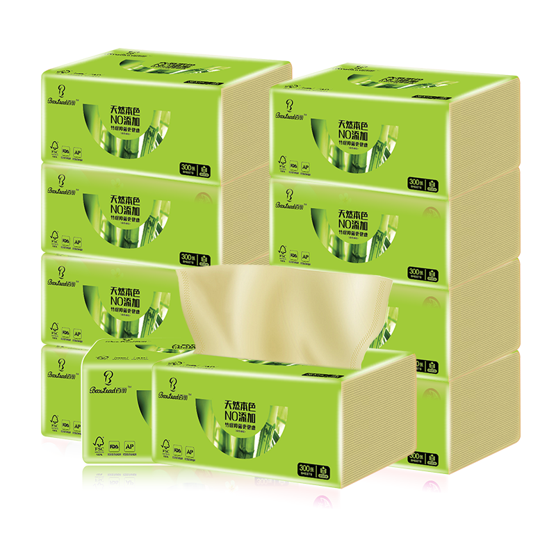 百丽本色抽纸面巾纸巾餐巾纸抽4层卫生纸家用10包家庭实惠装