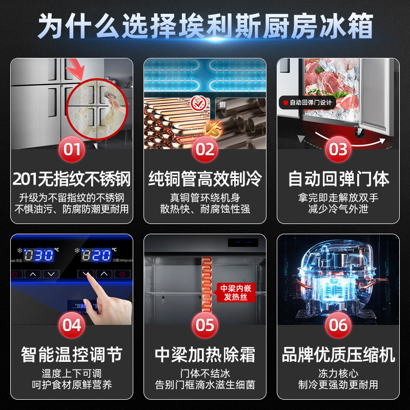 埃利斯(AILISI)890升不锈钢厨房冰箱四门全冷藏CFR-40N4