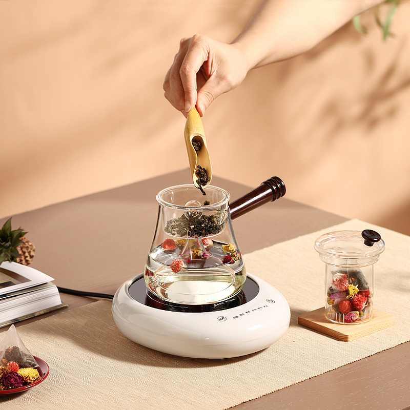 小型电陶炉煮茶家用迷你小电磁炉全自动煮茶器烧水泡茶壶茶炉|M-W2黑色(升级版)+玻璃D款(煮茶胆)